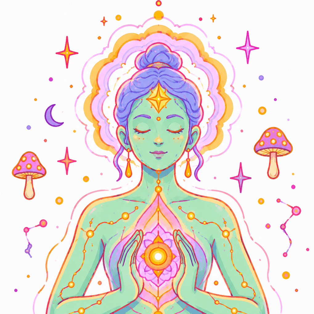 Ilustración de una mujer meditando