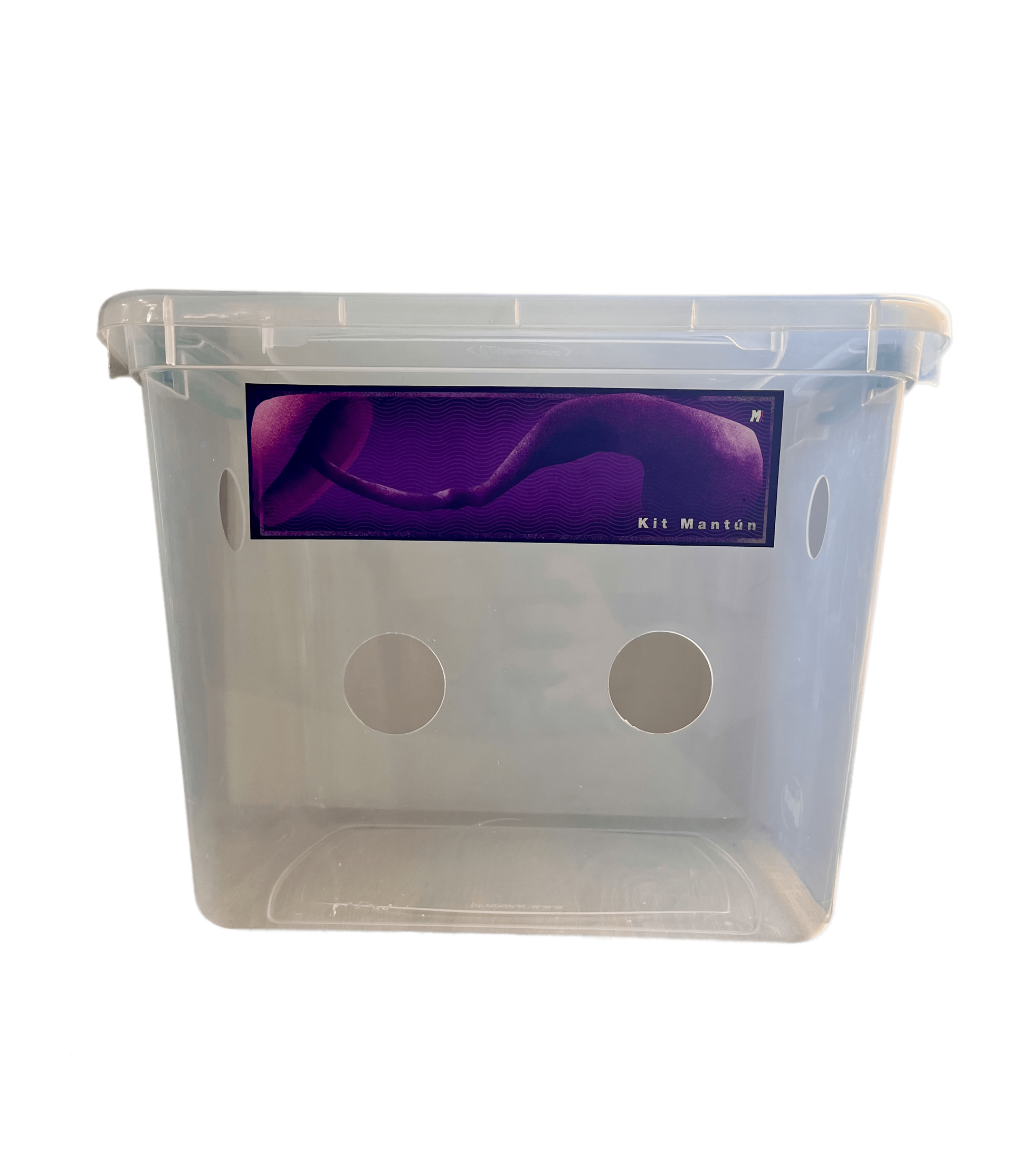 Caja incubadora y fructificadora 28L Mantún sin tapa - vista frontal con agujeros para filtros