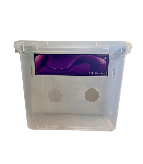 Caja incubadora y fructificadora 28L Mantún sin tapa - vista frontal con agujeros para filtros