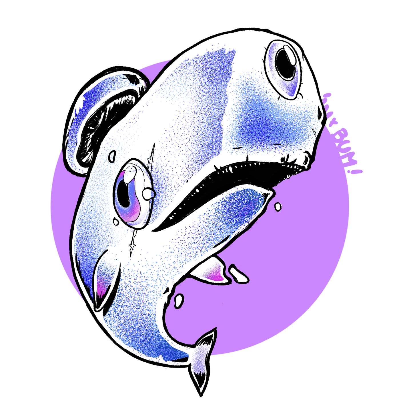 Ilustración cepa Psilocybe cubensis Moby Dick - ballena azul violeta - Esporas para microscopía Mantún