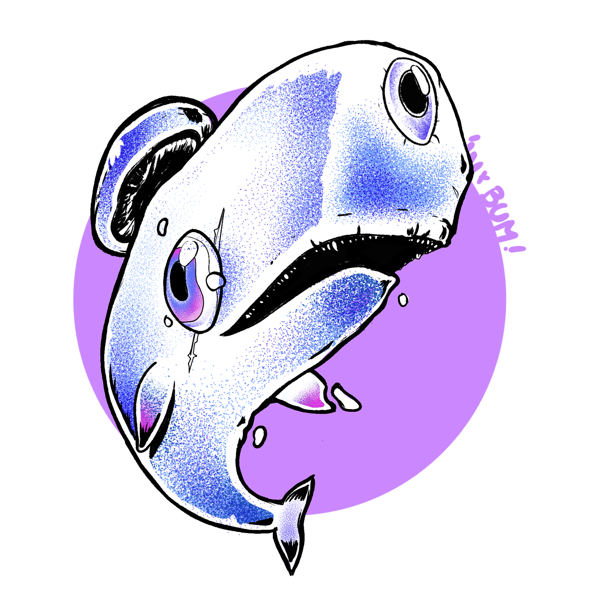 Ilustración cepa Psilocybe cubensis Moby Dick - ballena azul violeta - Esporas para microscopía Mantún
