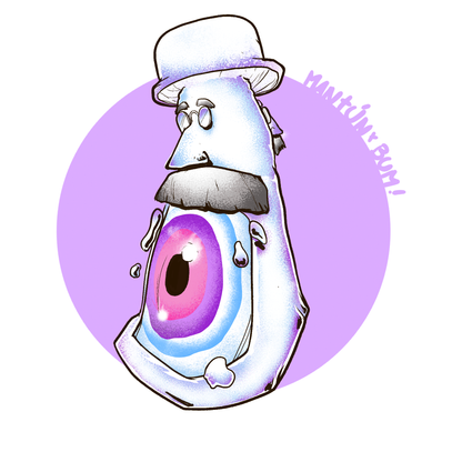 Ilustración cepa Psilocybe cubensis True Albino Teacher - albino verdadero derivado de Golden Teacher - Esporas para microscopía Mantún