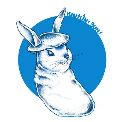 Ilustración cepa Psilocybe cubensis White Rabbit - conejo con sombrero de hongo azul - Esporas para microscopía Mantún
