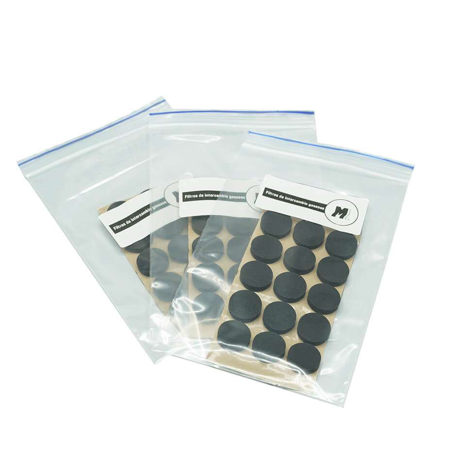 Puertos de inyección autosellables Mantún en bolsa con etiqueta - set de discos negros para inoculación