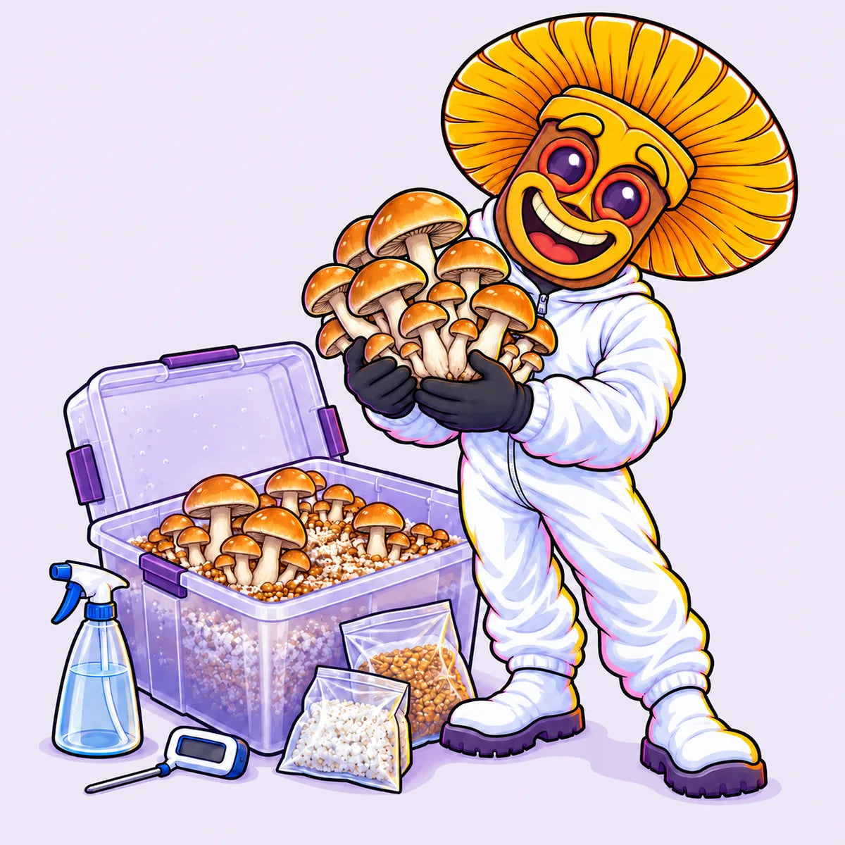 Tío Mantún con el kit de cultivo y la garantía de cosecha